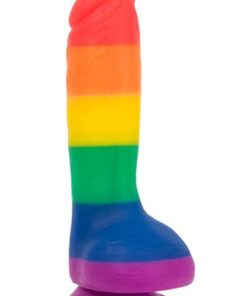 Addiction Toy Collection Justin Silicone Dildo With Balls 8in - Multi-Color