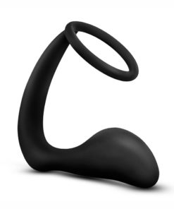 Anal Adventures Platinum Silicone Cock Ring And Butt Plug - Black