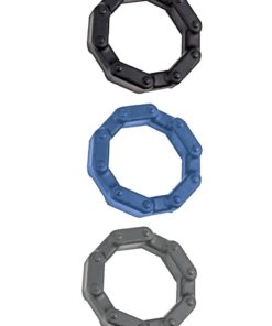 Anal Ese Collection Chainlink Silicone Cock Rings (3 Pack) - Multi Colored