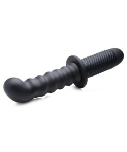 Ass Thumpers The Skew Rechargeable Silicone Vibrator with Handle - Black