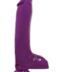 Basix Rubber Works 8 Inch Dong With Suction Cup Purple