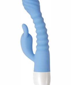 Bendy Bunny Rechargeable Silicone Dual Motor Rabbit Vibrator - Blue