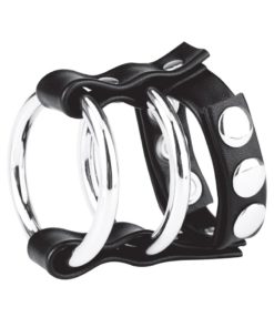 Blue Line C and B Gear Double Metal Cock Ring With Adjustable Snap Ball Strap