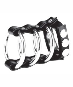Blue Line C and B Gear Triple Metal Cock Ring With Adjustable Snap Ball Strap