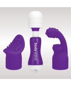 Bodywand Rechargeable Silicone Mini Wand Massager With Two Attachments - Purple