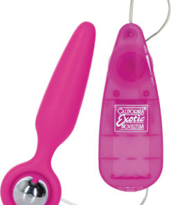 Booty Call Booty Glider Silicone Vibrating Butt Plug with Remote Control -Pink