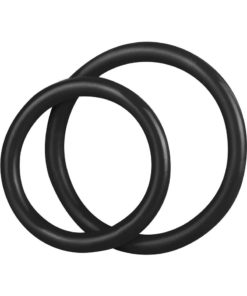 CandB Gear Silicone Cock Ring Set Black 2 Each Per Set