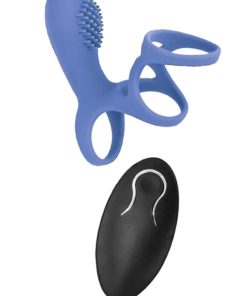 Commander Vibrating Clitoral Stimulating Cock Cag With Remote Control - Blue