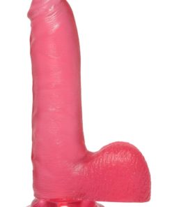Crystal Jellies Thin Dildo with Balls 7in - Pink