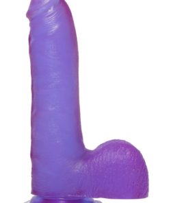 Crystal Jellies Thin Dildo with Balls 7in - Purple