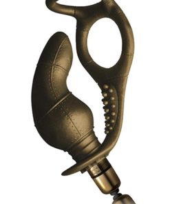 Dauntless Vibrating Silicone Prostate and Perineum Butt Plug With Cock Ring - Bronze