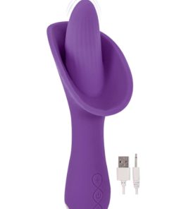Devine Vibes Vibro Tongue Clit Hugger Rechargeable Silicone Vibrator - Purple