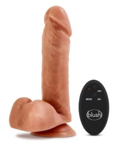 Dr. Skin Vibrating Dildo With Remote Control 8in - Caramel