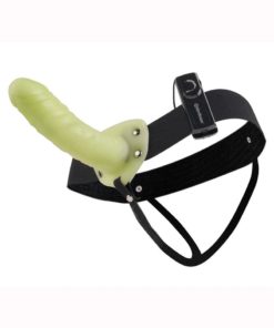 Fetish Fantasy Series For Him Or Her Vibrating Hollow Strap-On Dildo And Adjustable Harness With Remote Control 6in - Glow-In-The-Dark