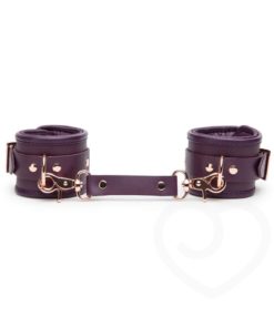 Fifty Shades Freed Cherished Collection Leather Wrist Cuffs Purple With Gold Color Chain