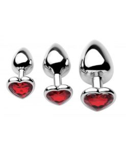 Frisky Chrome Hearts 3 Piece Anal Plugs with Gem Accents - Silver