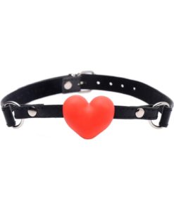 Frisky Heart Beat Silicone Heart Shaped Mouth Gag - Red