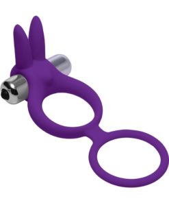 Frisky Throbbin Hopper Cock and Ball Ring with Vibrating Clit Stimulator - Purple