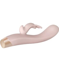 Golden Bunny Rechargeable Silicone Vibrator With Dual Motors - Rose Gold