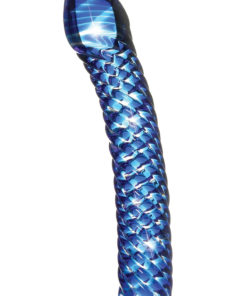 Icicles No 29 Ribbed Glass G-Spot Dildo 7in - Blue