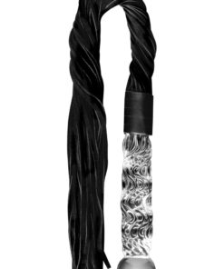 Icicles No 38 Textured Glass Dildo With Flogger 26.5in - Clear And Black