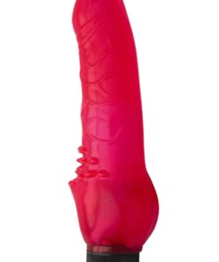 Jelly Caribbean Number 3 Jelly Vibrator With Clitoral Stimulator - Red