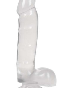 Jelly Jewels Dildo with Balls 6in - Clear