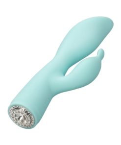 Jopen Pave Victoria Rechargeable Silicone Rabbit Massager With Crystals - Teal