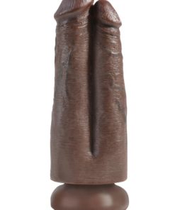 King Cock Two Cocks One Hole Dildo 7in - Chocolate