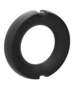Kink Stretchable Silicone-Covered Metal Cock Ring - 45mm - Black