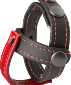 Kink Sub Presenter Cock and Ball Cage - Black And Red