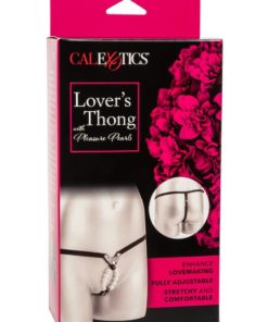 Lover`s Vibrating Thong With Pleasure Pearls - Black