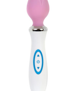 Luminous Love Bud Rechargeable Silicone Wand Massager - Pink And White