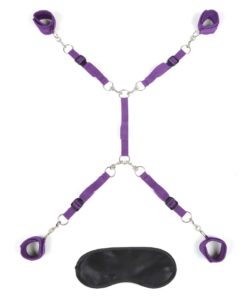 Lux Fetish Bed Spreader 7pc Kit Playful Restraint System  Purple