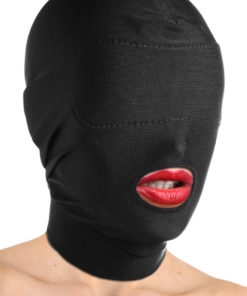Master Series Disguise Open Mouth Hood With Padded Blindfold - Black