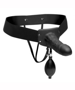Master Series Pumper Inflatable Hollow Strap-On - Black