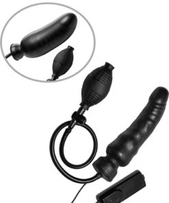 Master Series Ravage Vibrating Inflatable 7.5in Dildo - Black