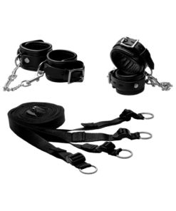 Mistress By Isabella Sinclaire Leather Bed Restraint Kit - Black