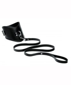 Mistress By Isabella Sinclaire Posture Leather Collar w/ leash - Black