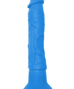 Neon Silicone Wallbanger Vibrating Dildo 7.5in - Blue