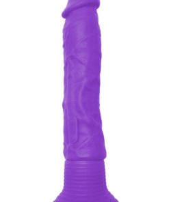 Neon Silicone Wallbanger Vibrating Dildo 7.5in - Purple
