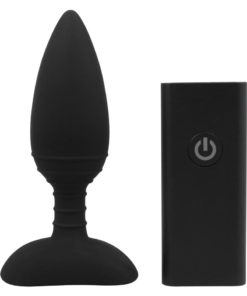 Nexus Ace Rechargeable Silicone Vibrating Butt Plug With Remote Control - Small- Black