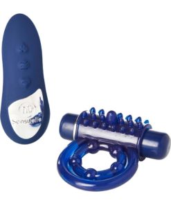 Nu Sensuelle Remote Control Bullet Ring Rechargeable Vibrating Cock Ring - Blue