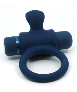 Nu Sensuelle Silicone Bullet Ring Rechargeable Vibrating Cock Ring - Navy Blue