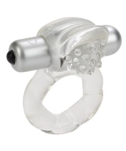 Nubby Lover`s Delight Vibrating Cock Ring Cock Ring With Clitoral Stimulation - Clear