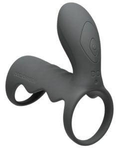 OptiMALE Rechargeable Silicone Vibrating Cock Cage With Remote Control - Slate