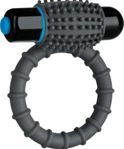 OptiMALE Silicone Vibrating Cock Ring With Bullet - Slate