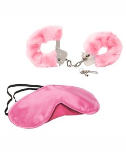 Pleasure Cuffs with Satin Mask - Pink