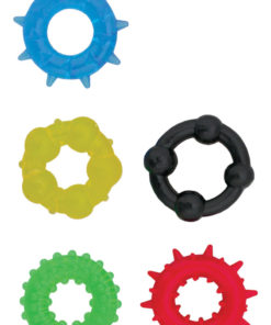 Pleasure Rings Set Of 5 Cock Ring - Multi- Color