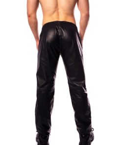 Prowler Red Leather Joggers - Large - Black/White